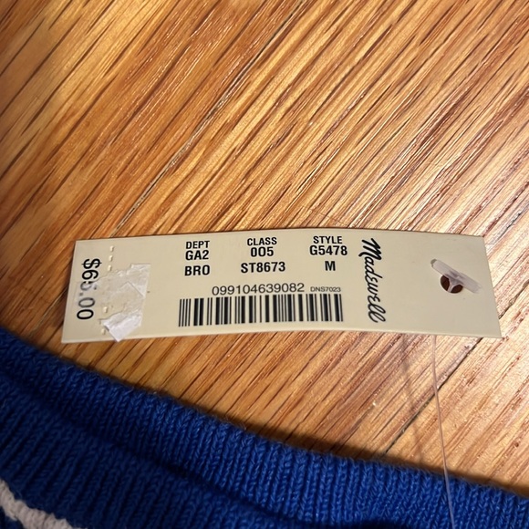 Madewell Off-the-Shoulder Sweater in Blue Stripe - size M - NWT - Picture 8 of 8